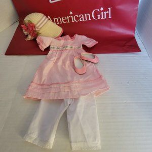American Girl Doll Caroline Abbott Meet Clothe Outfit Dress Bonnet Hat Shoes 18"